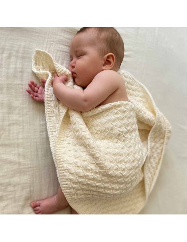 Couverture pour bébé  100%  Laine tricotée en France sur le site 