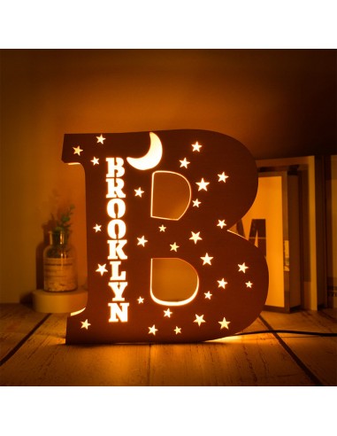 Personalized baby initial night light - wooden first name Véritable concentré